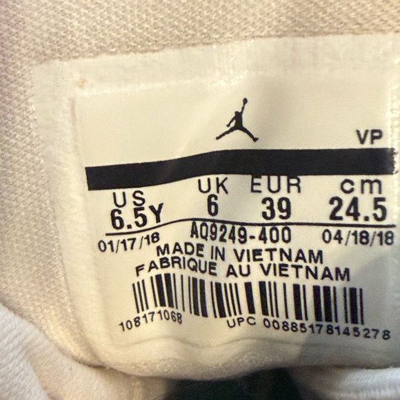 Air Jordan Teal and White High-Top Sneakers - Picture 2 of 8